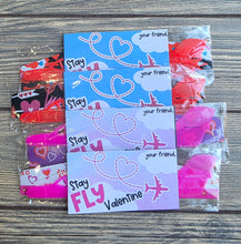 Load image into Gallery viewer, Valentine's Day Plastic Airplane Exchange Cards
