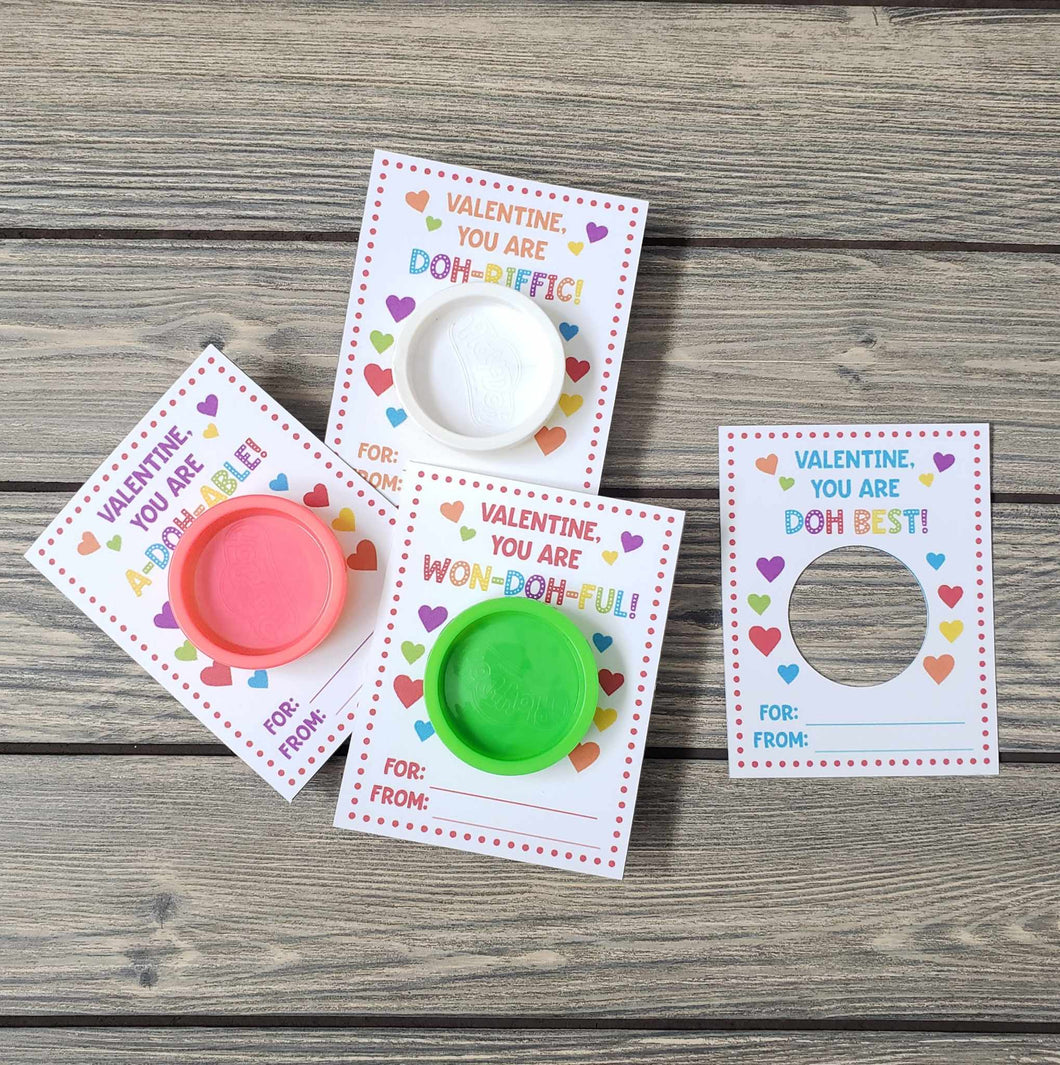 Valentine's Day Mini Playdoh Exchange Cards