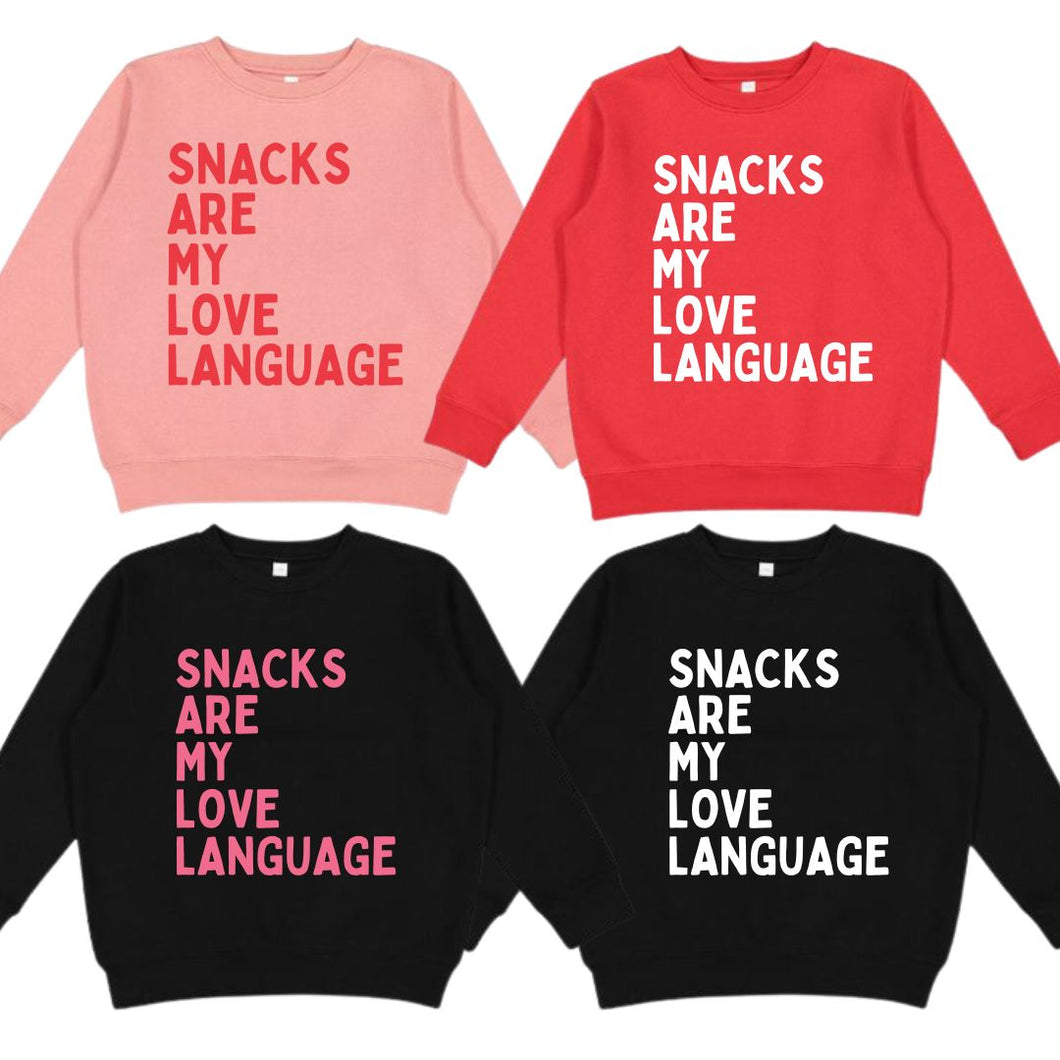 Snacks are My Love Language Youth Crewneck Sweatshirt