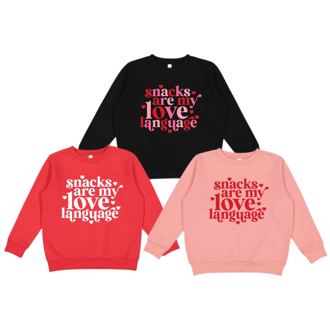 Snacks are My Love Language Toddler/Youth Crewneck Sweatshirt